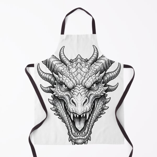 Item preview, Fierce Multi-Horn Dragon Head | Asian Dragon Blackwork designed and sold by DragonSerpent Ink.