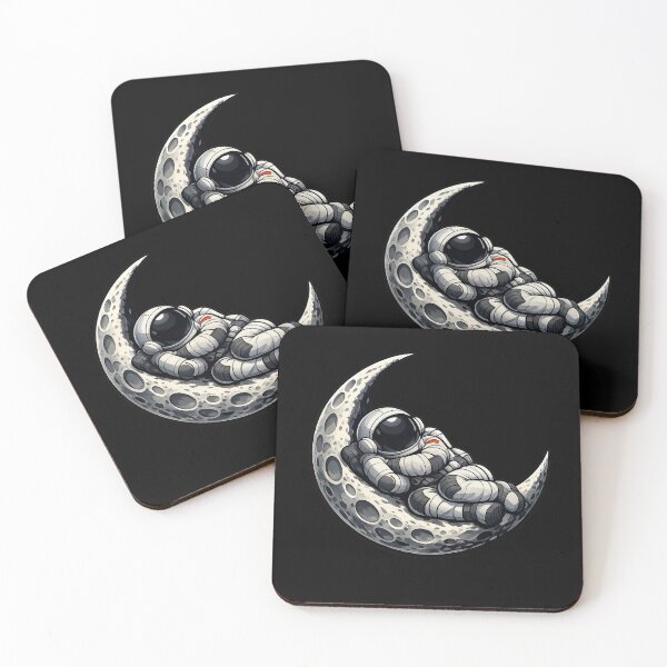 Item preview, Sleeping Astronaut on Crescent Moon Premium Space Illustration designed and sold by builtforyou.