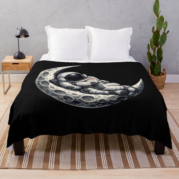 Item preview, Sleeping Astronaut on Crescent Moon Premium Space Illustration designed and sold by builtforyou.