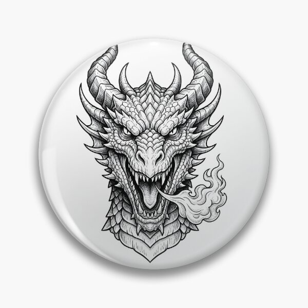 Item preview, Fierce Eastern Dragon Head – Traditional Tattoo Style designed and sold by DragonSerpent Ink.