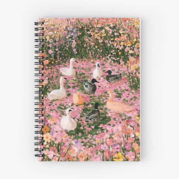 Item preview, Pink Floral Duck Impressionist Flower Field Art designed and sold by PharaonicArtist.