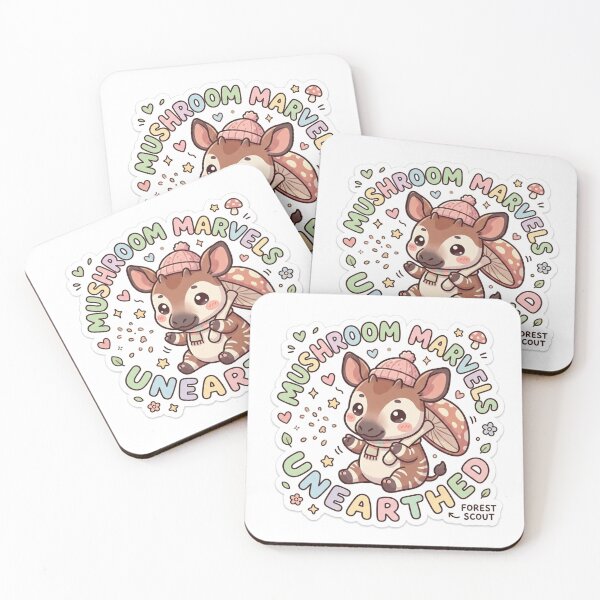 Item preview, Baby Okapi – Kawaii "Mushroom Marvels Unearthed" Sticker designed and sold by Chipkooo.
