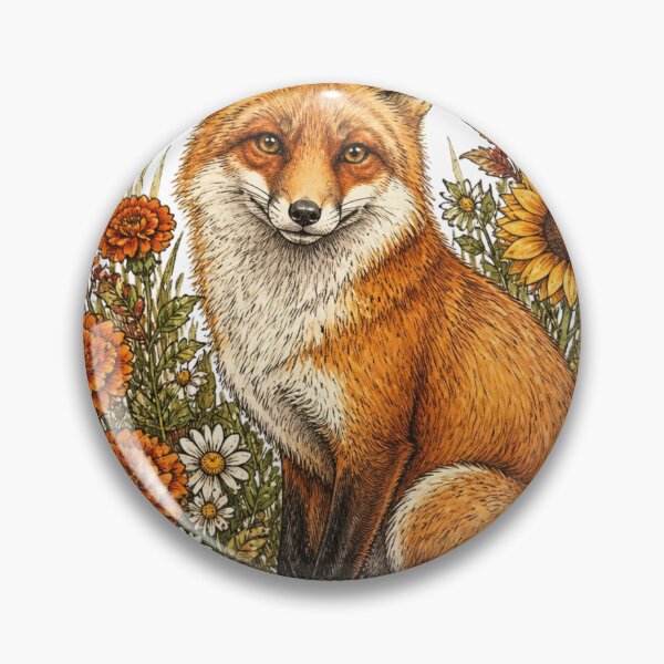 Item preview, Red Fox Autumn Wildflower Botanical Design designed and sold by VaneDesings.