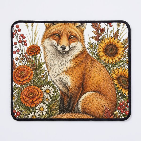 Item preview, Red Fox Autumn Wildflower Botanical Design designed and sold by VaneDesings.