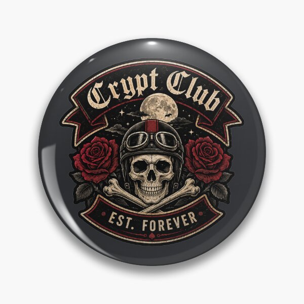 Item preview, Crypt Club Skull Biker Patch | Gothic Skull Roses Moon Graphic | Vintage Dark Streetwear designed and sold by warlistop.