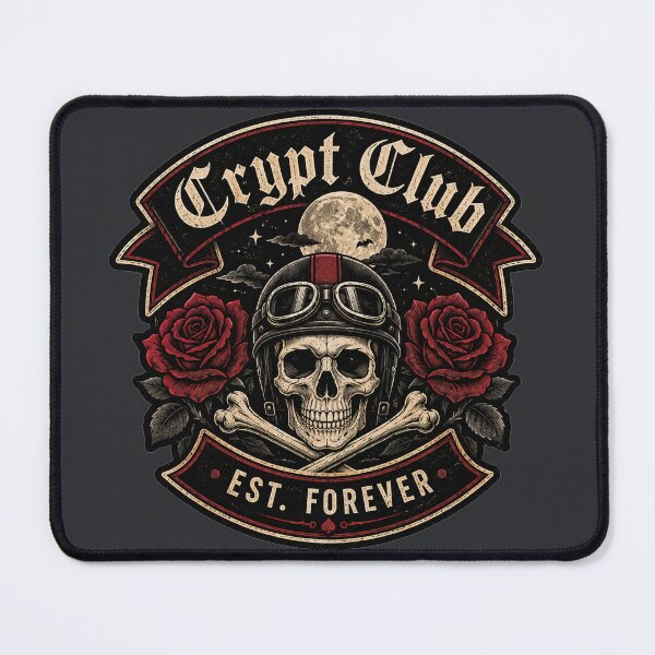 Item preview, Crypt Club Skull Biker Patch | Gothic Skull Roses Moon Graphic | Vintage Dark Streetwear designed and sold by warlistop.