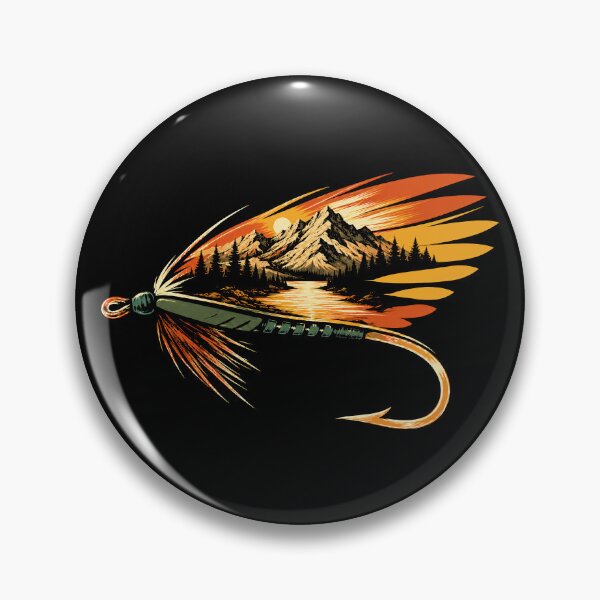 Item preview, Vintage Fly Fishing Lure Mountain Sunset Outdoors designed and sold by Eh Plus Designs.
