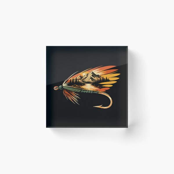 Item preview, Vintage Fly Fishing Lure Mountain Sunset Outdoors designed and sold by Eh Plus Designs.
