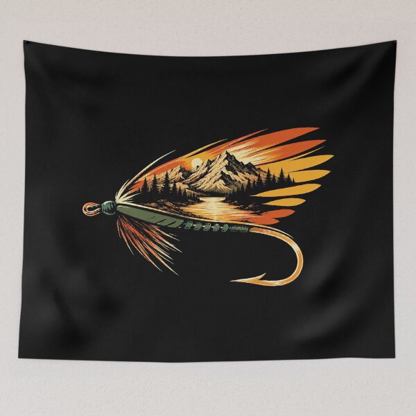 Item preview, Vintage Fly Fishing Lure Mountain Sunset Outdoors designed and sold by Eh Plus Designs.