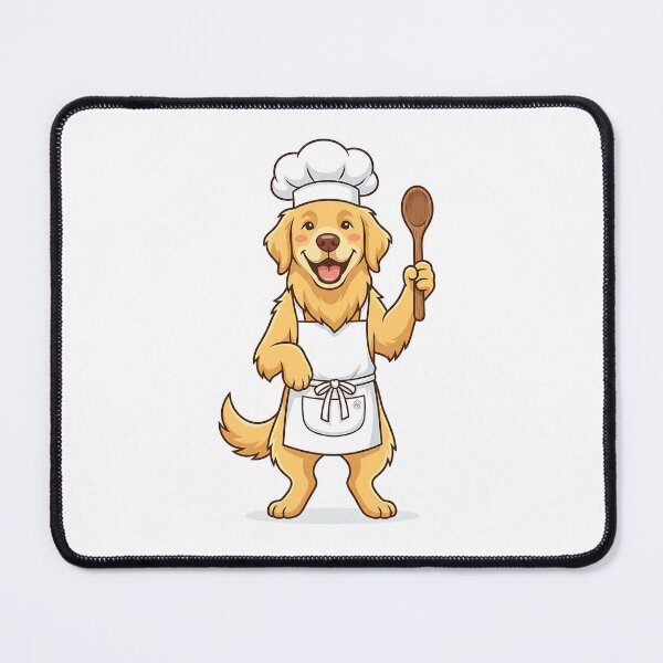 Item preview, Golden Retriever Chef Cooking with Wooden Spoon Vector Illustration designed and sold by PictoVibe.