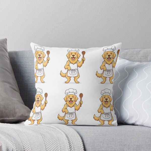 Item preview, Golden Retriever Chef Cooking with Wooden Spoon Vector Illustration designed and sold by PictoVibe.