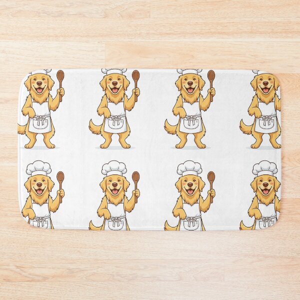 Item preview, Golden Retriever Chef Cooking with Wooden Spoon Vector Illustration designed and sold by PictoVibe.