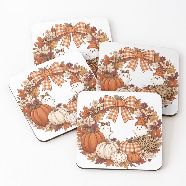 Item preview, Cozy Fall Pumpkin Wreath with Cute Ghosts designed and sold by larbimalki.