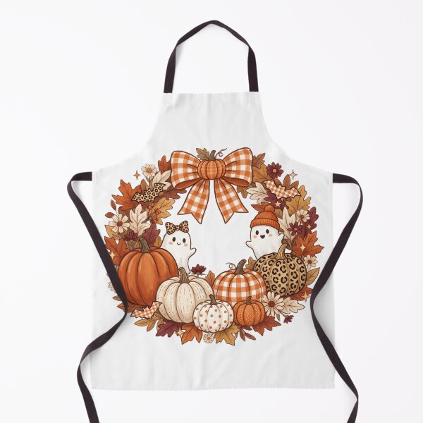 Item preview, Cozy Fall Pumpkin Wreath with Cute Ghosts designed and sold by larbimalki.