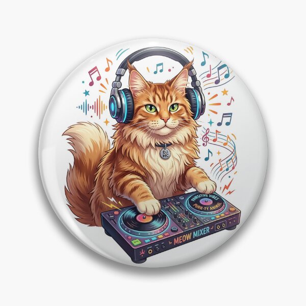 Item preview, Maine Coon Cat DJ with Headphones and Turntable Music Design designed and sold by PictoVibe.