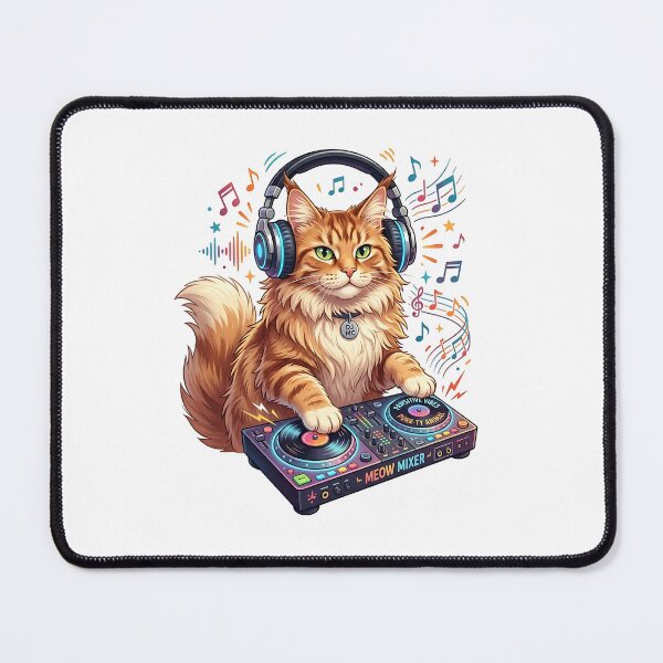 Item preview, Maine Coon Cat DJ with Headphones and Turntable Music Design designed and sold by PictoVibe.
