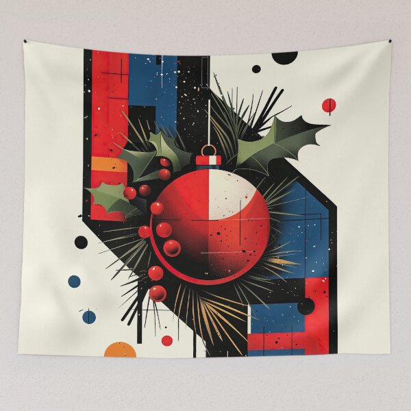 Item preview, Modern Abstract Christmas Ornament and Holly Art designed and sold by colorful-white.