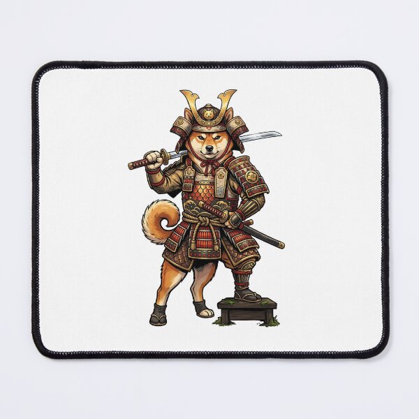 Item preview, Shiba Inu Samurai Warrior with Katana and Armor Illustration designed and sold by PictoVibe.