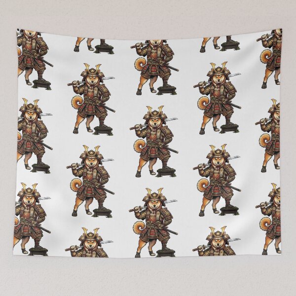 Item preview, Shiba Inu Samurai Warrior with Katana and Armor Illustration designed and sold by PictoVibe.