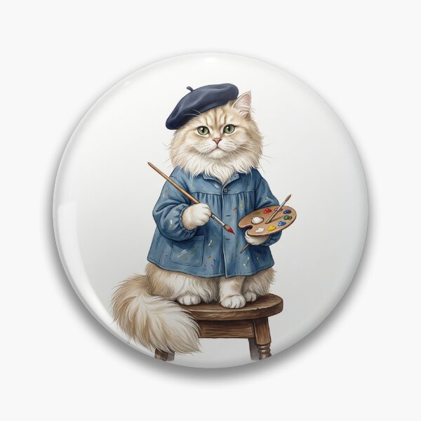 Item preview, Persian Cat Painter with Beret and Paintbrush Vintage Illustration designed and sold by PictoVibe.