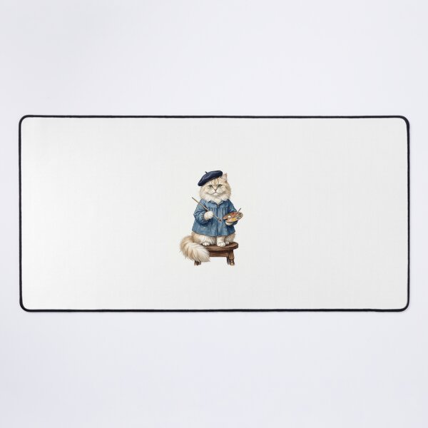 Item preview, Persian Cat Painter with Beret and Paintbrush Vintage Illustration designed and sold by PictoVibe.