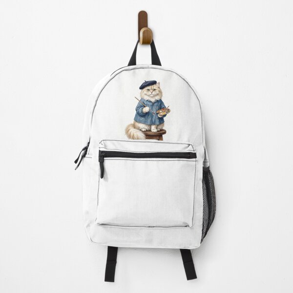 Item preview, Persian Cat Painter with Beret and Paintbrush Vintage Illustration designed and sold by PictoVibe.