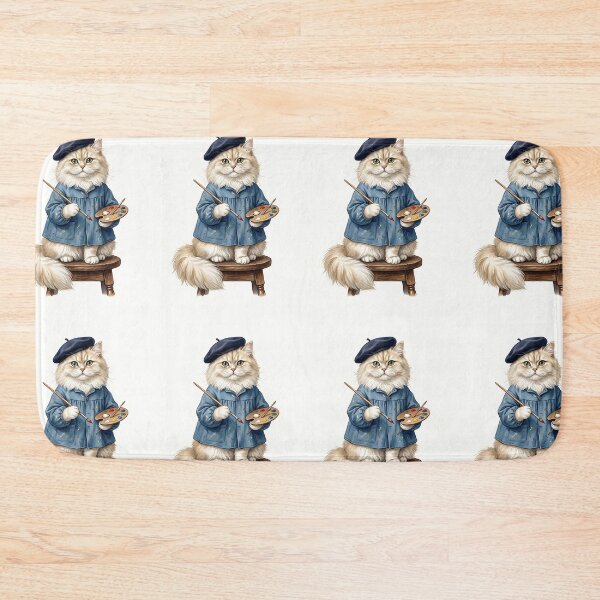 Item preview, Persian Cat Painter with Beret and Paintbrush Vintage Illustration designed and sold by PictoVibe.