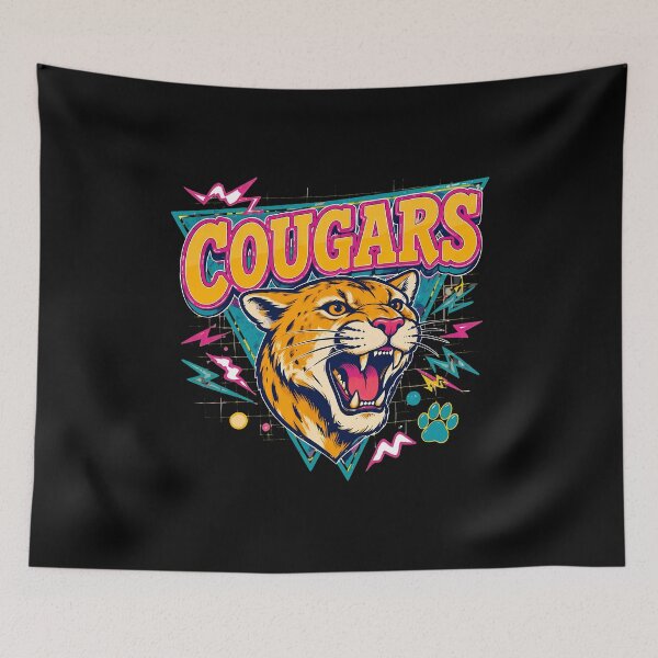 Item preview, Cougars Wildcat Mascot Neon Retro 80s School Spirit Graphic Design designed and sold by ScottClar95063.