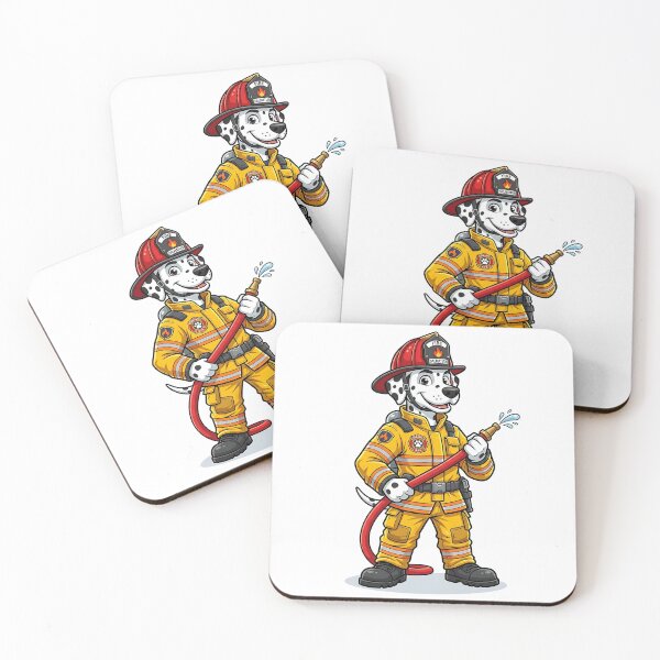 Item preview, Dalmatian Firefighter in Yellow Gear with Red Helmet Cartoon designed and sold by PictoVibe.