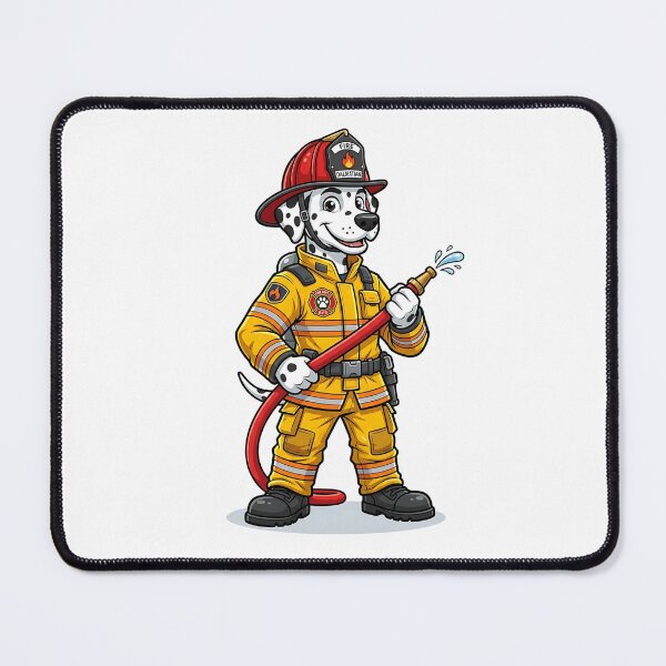 Item preview, Dalmatian Firefighter in Yellow Gear with Red Helmet Cartoon designed and sold by PictoVibe.