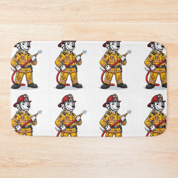 Item preview, Dalmatian Firefighter in Yellow Gear with Red Helmet Cartoon designed and sold by PictoVibe.