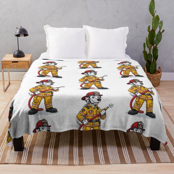 Item preview, Dalmatian Firefighter in Yellow Gear with Red Helmet Cartoon designed and sold by PictoVibe.