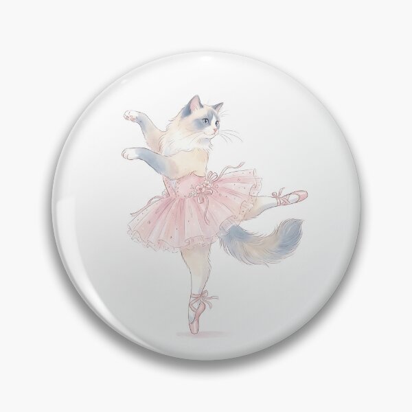 Item preview, Ragdoll Cat Ballerina in Pink Tutu on Pointe Illustration designed and sold by PictoVibe.