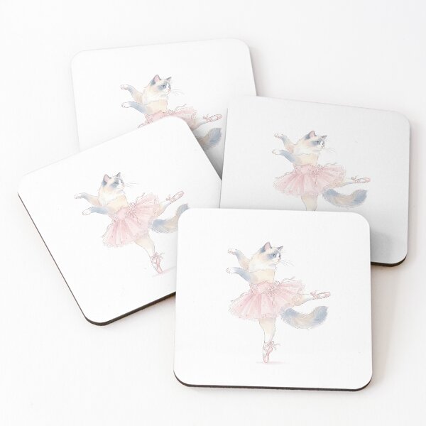 Item preview, Ragdoll Cat Ballerina in Pink Tutu on Pointe Illustration designed and sold by PictoVibe.