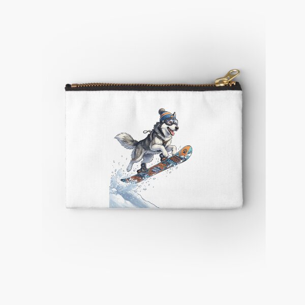 Item preview, Siberian Husky Snowboarder Mid-Air with Goggles and Beanie designed and sold by PictoVibe.