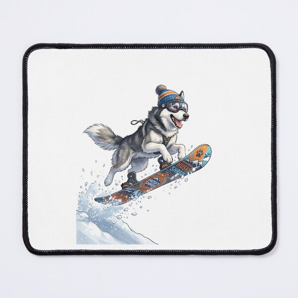 Item preview, Siberian Husky Snowboarder Mid-Air with Goggles and Beanie designed and sold by PictoVibe.
