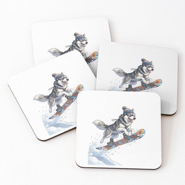 Item preview, Siberian Husky Snowboarder Mid-Air with Goggles and Beanie designed and sold by PictoVibe.