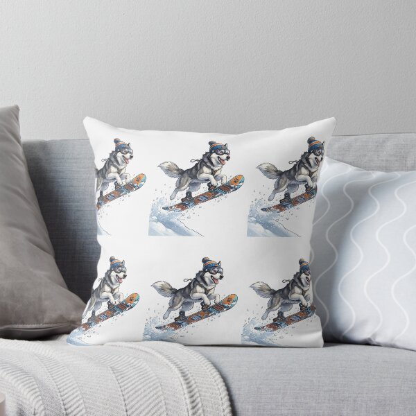 Item preview, Siberian Husky Snowboarder Mid-Air with Goggles and Beanie designed and sold by PictoVibe.