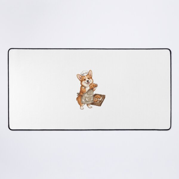 Item preview, Pembroke Corgi Baker with Apron and Croissant Illustration designed and sold by PictoVibe.
