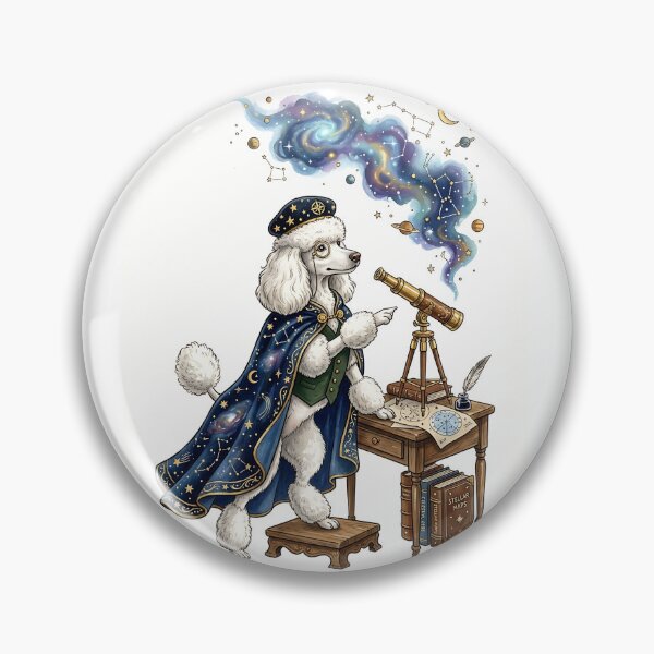 Item preview, Standard Poodle Astronomer with Starry Cape and Telescope designed and sold by PictoVibe.