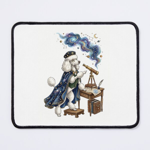 Item preview, Standard Poodle Astronomer with Starry Cape and Telescope designed and sold by PictoVibe.