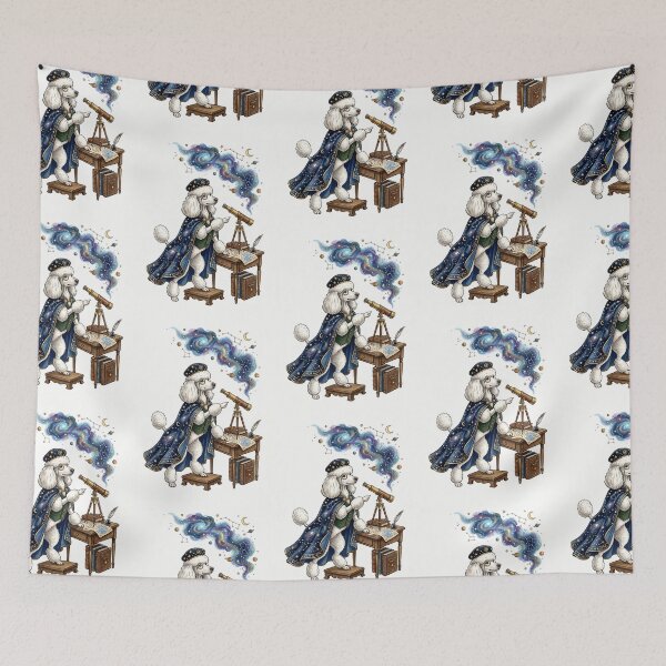 Item preview, Standard Poodle Astronomer with Starry Cape and Telescope designed and sold by PictoVibe.