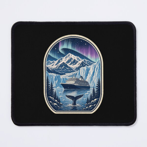 Item preview, Vintage Arctic Cruise Ship Whale Polar Lights Design designed and sold by snowry.