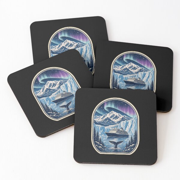Item preview, Vintage Arctic Cruise Ship Whale Polar Lights Design designed and sold by snowry.
