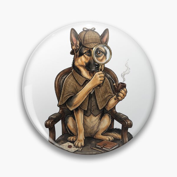 Item preview, German Shepherd Detective Sherlock Holmes Vintage Illustration designed and sold by PictoVibe.