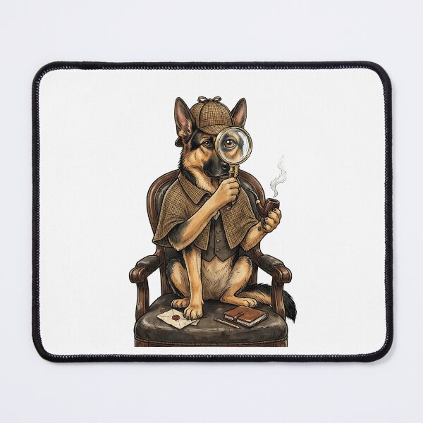 Item preview, German Shepherd Detective Sherlock Holmes Vintage Illustration designed and sold by PictoVibe.