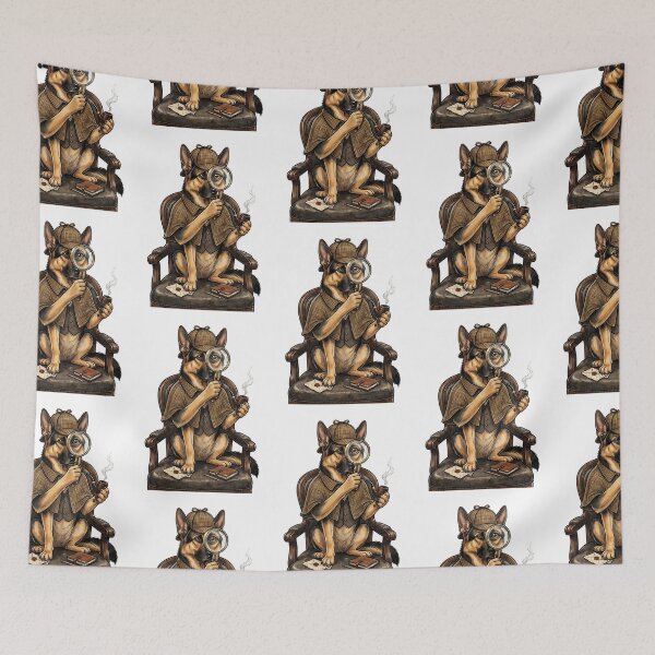 Item preview, German Shepherd Detective Sherlock Holmes Vintage Illustration designed and sold by PictoVibe.