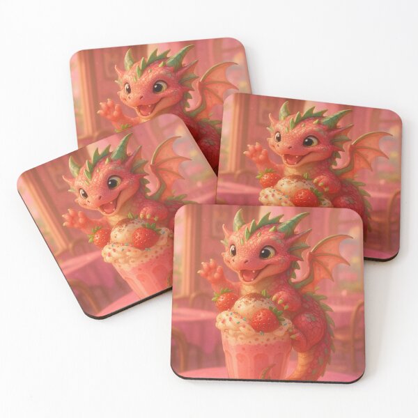 Item preview, Cute Strawberry Milkshake Dragon | Kawaii Fantasy designed and sold by Joammiyon.