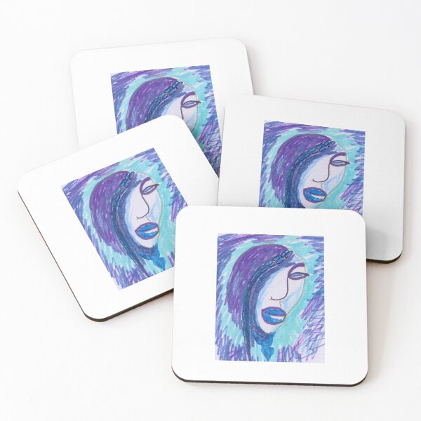 Item preview, Female Portrait in Shades of Blue designed and sold by Lusx.