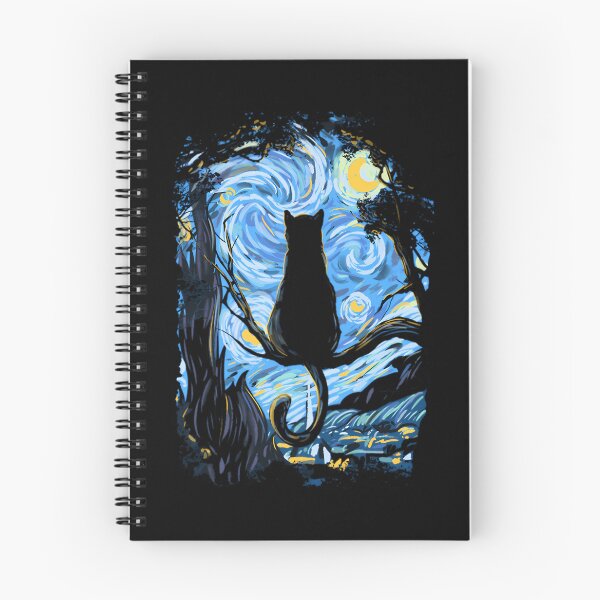 Item preview, Black Cat Sitting Tree Branch Starry Night Van Gogh Poster designed and sold by kukii88.